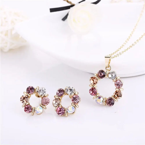 3-Piece Gold Necklace & Earrings Set – Circle Design