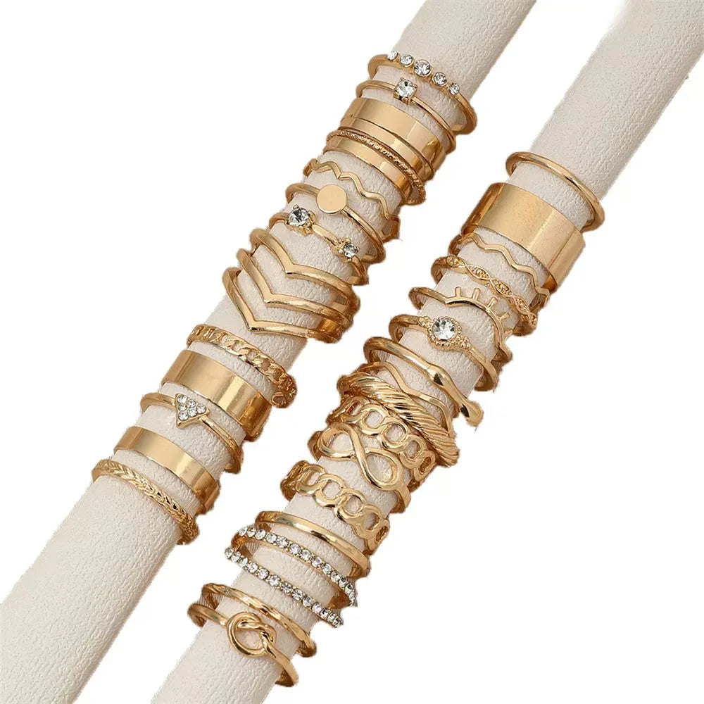 30-Piece Stacking Ring Set – Infinity & Rhinestone